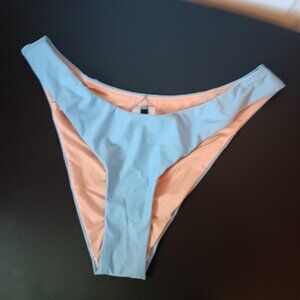 J Crew Women's Curved Waist Cheeky Bikini Bottom Blue Size Small NWT